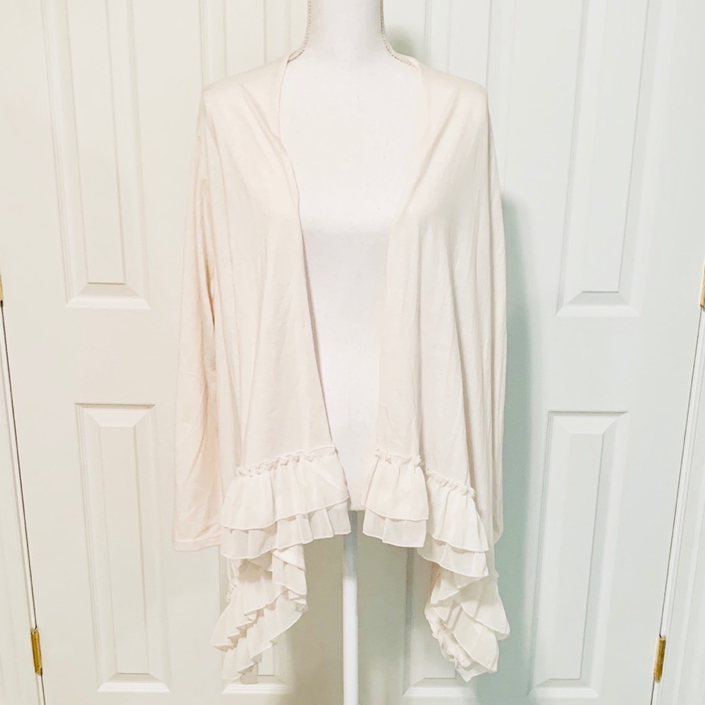 Charlotte Russe White Shrug with Ruffle Bottom